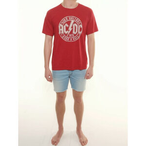 AC DC T Shirt Mens Size Small Red‎ Plain Crewneck Short Sleeve Casual Basic